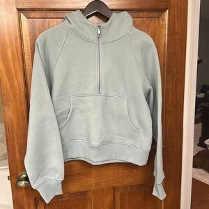 Automet Women’s Light Green 1/2 Zip Cropped Hooded Fleece Lined Sweatshirt NWOT